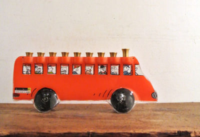 Vintage ISRAEL "Andreas Meyer" Glass Candle Stand BUS