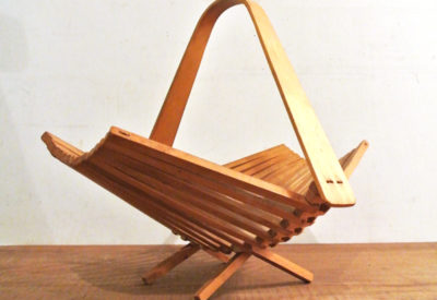 Vintage Soviet Folding Wood Basket
